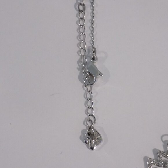 Swarovski Silver Tone Pendant Necklace 15" Plus Extender - Picture 4 of 7